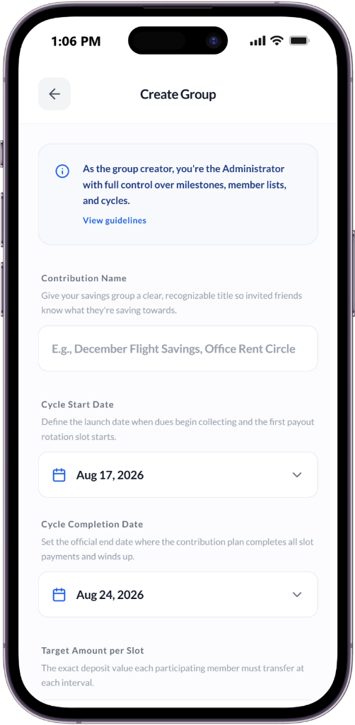 Create Group App Screen
