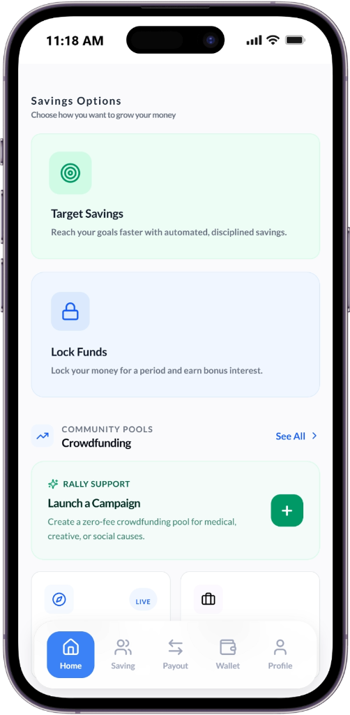 Savings Options Screen