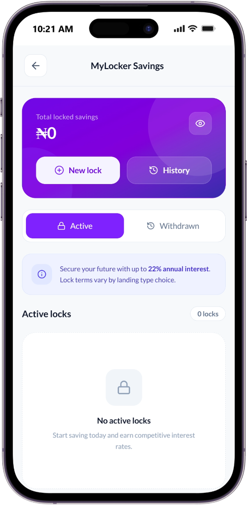 MyLocker Savings Dashboard Screen