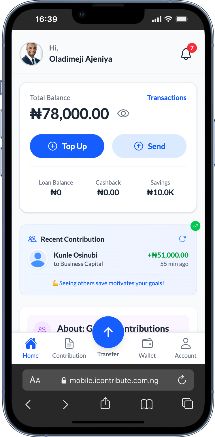 Icontribute App on a phone